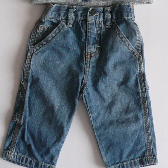 Guess + Carter's Baby Boy Clothes Jeans + Fleece Vest 6/9M - Picture 2 of 8